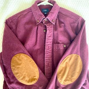 JCREW Men’s XS Burgundy flannel shirt with elbow patches